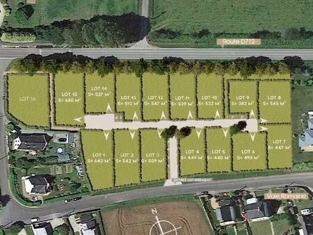 a vendre terrain constructible 643 m2  lot n°1 la chapelle du mur plouigneau