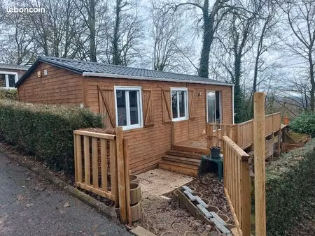 magnifique châlet bois rénové dans camping de prestige avec piscine