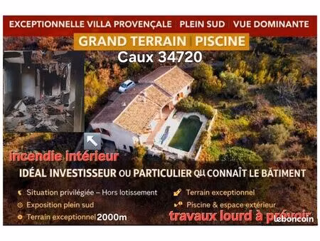 villa à rénover avec 2000 m de terrain et piscine travaux lourds à prévoir