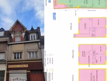 batisse avec travaux de renovation 123 m² loi carrez – potentiel 3 lots – loos centre