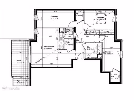 appartement 4 pièces 91 m²