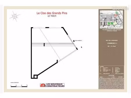 local commercial neuf divisible 71 à 342 m² – centre-ville le teich