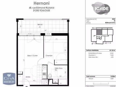 location appartement 2 pièces 41m² toulouse 31200