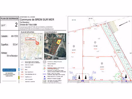 vente terrain  512.00m²  brem