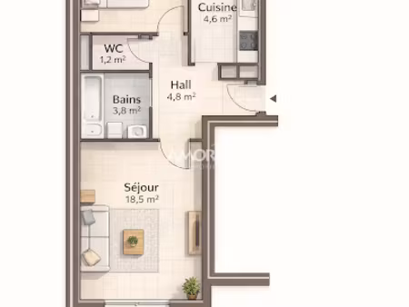 vente appartement 2 pièces 45.48 m² à sanary-sur-mer (83110)  230 000 €