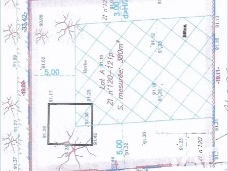 vente terrain 380 m²