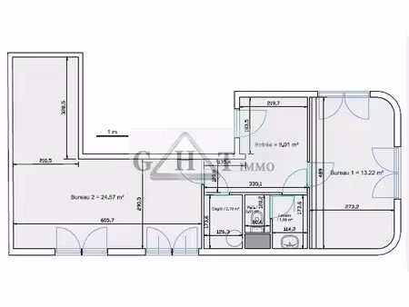 location bureaux 51 m²