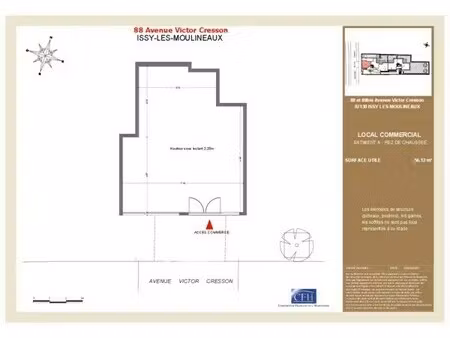 location commerce issy les moulineaux 92130 56m²