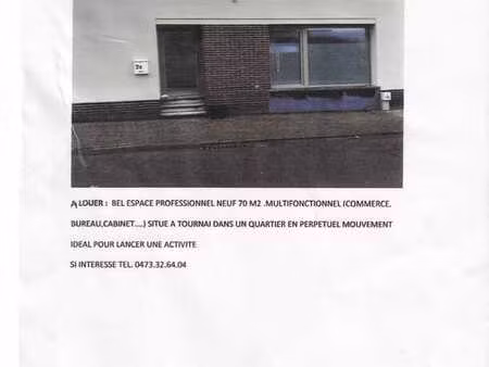 local commercial neuf 70m2 à tournai