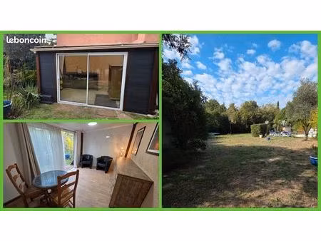 mougins st martin-grand studio/2 pièces meublé 32m2 avec jardinet et parking privé sécuris