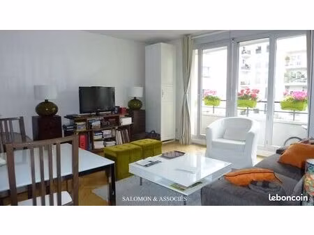 paris 19° - quartier buttes de chaumont - location 2 pieces meublées avec balcon  cave et 