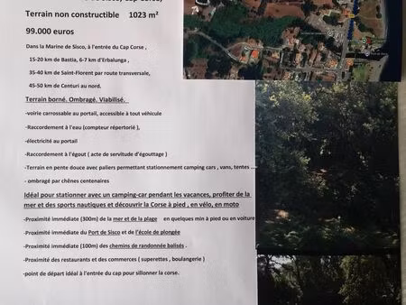 terrain à vendre marine de sisco   cap corse