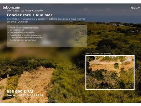 terrain 2839 m² saint gilles les hauts