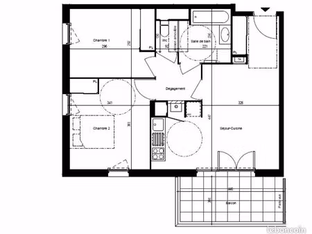 appartement 3 pièces 57 m²