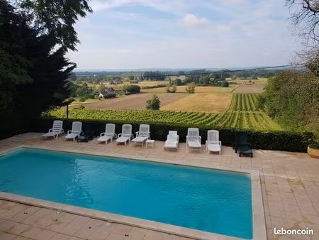 dordogne bergeracois- maison f5 sur terrain boisé  piscine 11ml avec vue panoramique