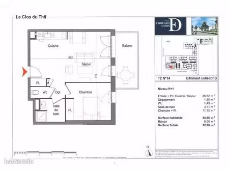 appartement 2 pièces 45 m²