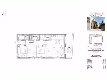 appartement 4 pièces 91 m²