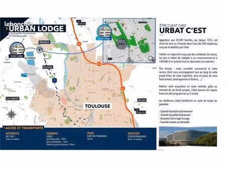 très beau t2 lumineux en rdc 50 m²- 31700 beauzelle. calme et verdoyant...