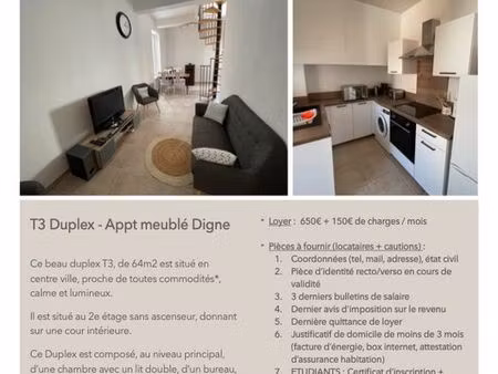 appt t3 duplex - étudiant