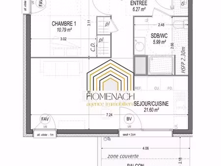 appartement 2 pièces 45 m²