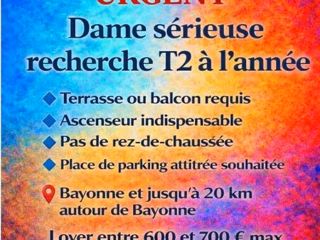 recherche t2 sur bayonne et alentours