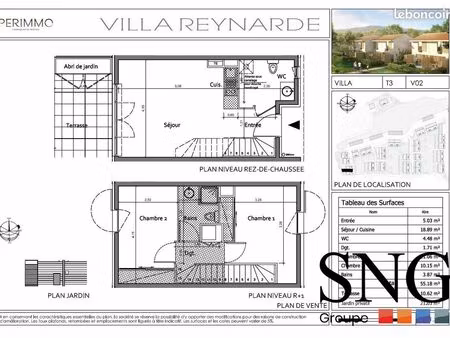 villa 3 pièces 55 m²