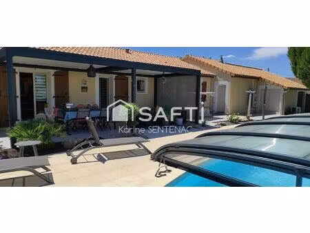 piscine chaufee et abri - pergola rideaux electriques