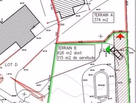 vente terrain à bâtir 374 m²