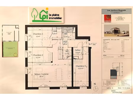 vente appartement 4 pièces à giberville (14730) : à vendre 4 pièces / 82m² giberville