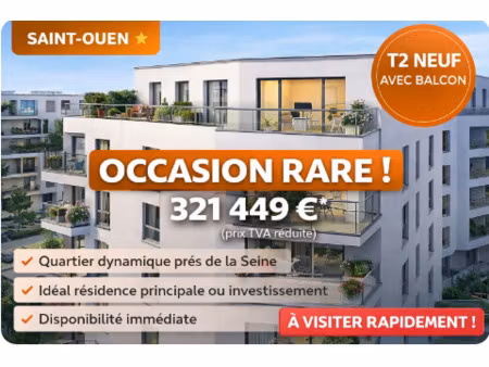 vente appartement 1 pièce 48 m² saint-ouen-sur-seine (93400)