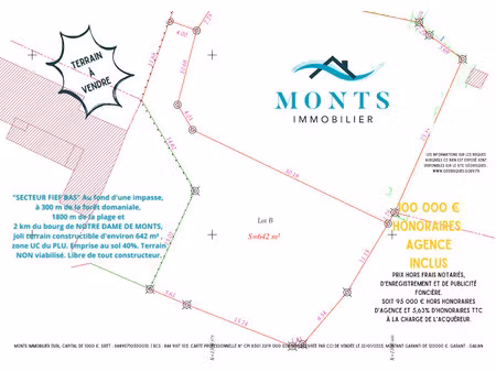 vente terrain à notre-dame-de-monts (85690)  100 000 €