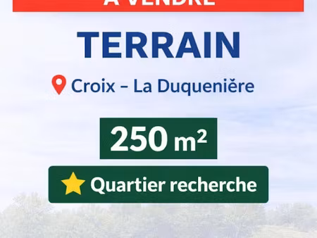 vente terrain 250 m² à croix (59170)  168 000 €