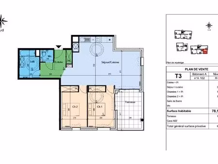 appartement lapalud 78.15 m² t-3 à vendre  207 000 €