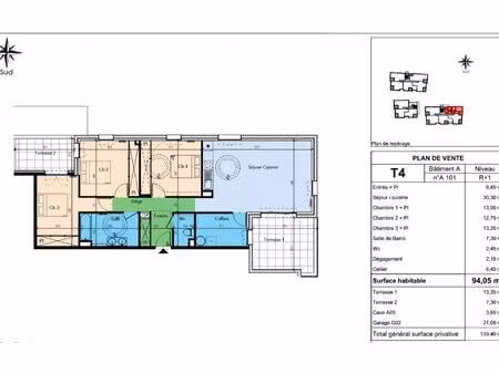 appartement lapalud 94.05 m² t-4 à vendre  258 000 €