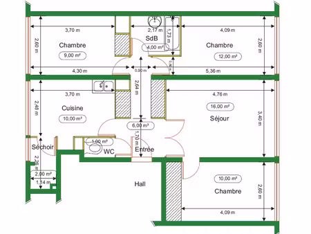 chenôve - appartement 4 pièces