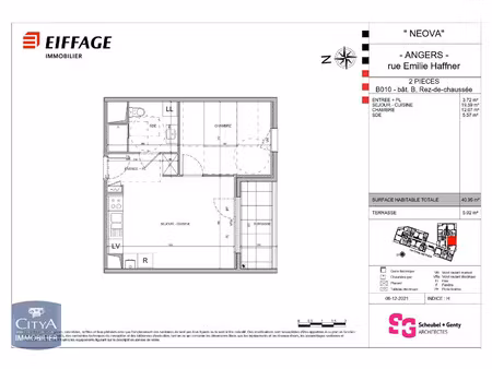 appartement à louer 2 pièces 40.95 m² - angers (49) - 623€