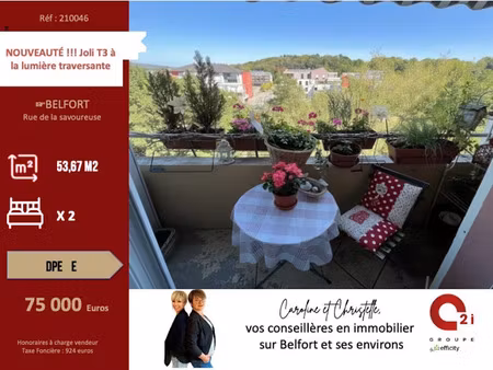 vente appartement 3 pièces 53.67 m² à belfort (90000)  75 000 €