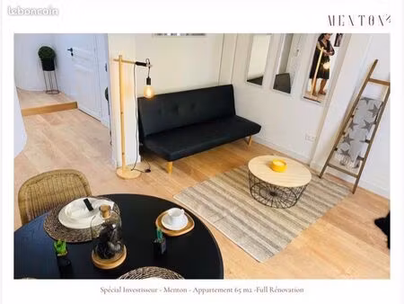 a 50 m de la plage  3 pièces carré d’or menton