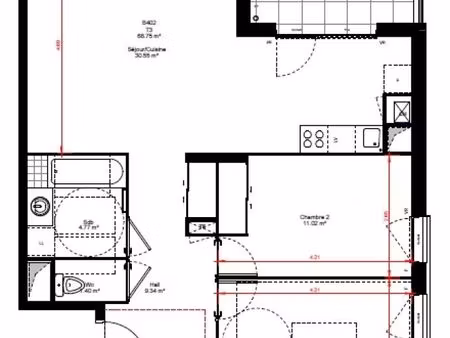 appartement 3 pièces 68 m²