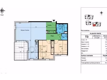 appartement lapalud 79.25 m² t-3 à vendre  218 000 €