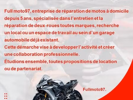 recherche local pour activité de maintenance motocycles