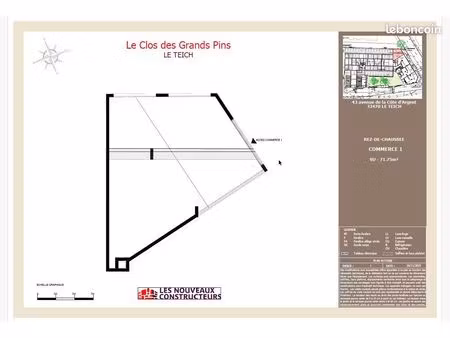 local commercial neuf divisible 71 à 342 m² – centre-ville le teich