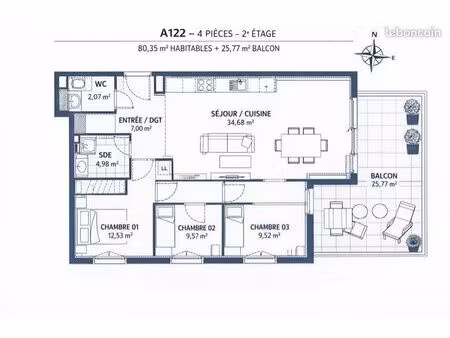 t4 neuf 3 chambres centre blain