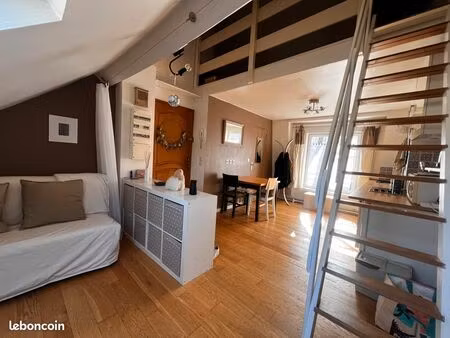 studio meublé de 22m² très lumineux + mezzanine sous pente de 7m² - secteur croix barbieux