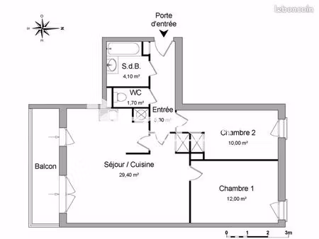 appartement 3 pièces 62 m²