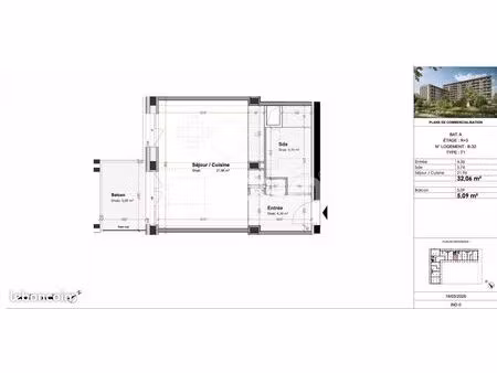 studio 1 pièce 32 m²