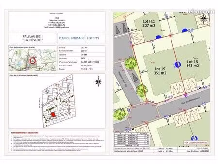 terrain 351 m² palluau
