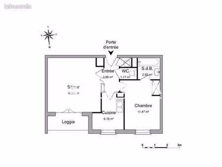 appartement 2 pièces 44 m²