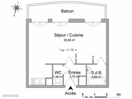 appartement 2 pièces 31 m²