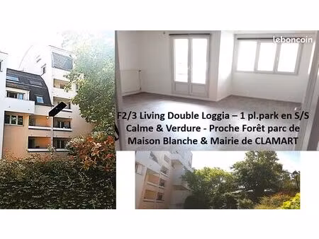 f2/3- mairie de clamart calme ensoleillé est ouest 1 pl. parking s/s + local vélo sécurisé